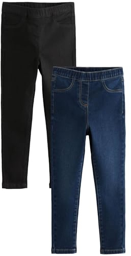 NEXT Fille Jegging à Taille élastique, Lot de 2 Black/Dark Denim 6 Ans