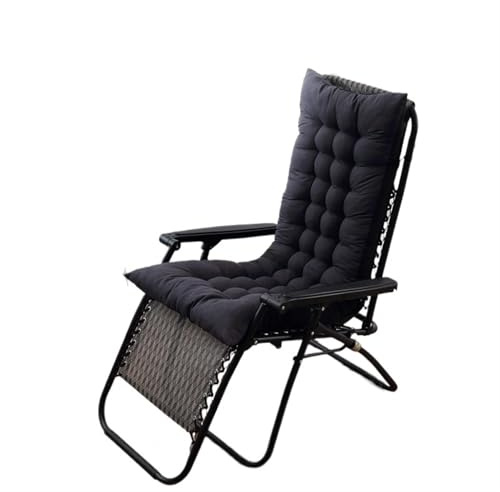 Recliner Cushion for Deckchair, Soft Back Support for Rocking Chair, Garden Lounger Bench Cushion, Multi Size Options, Long Seat Pad (Black, 53x180cm, 1 Piece)