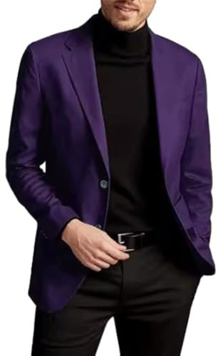 NITRY Jacke Männer Slim Fit Gutaussehend Mode Blazer Bankett Abschlussball Temperament Trend Langarmanzug Für Herren Business Arbeits Casual Anzug B-Purple XXL