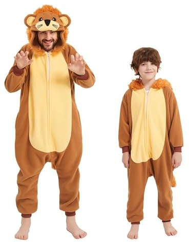 Udekit Pijama con Cola, Mono de león, Pijama, Bata, Disfraz de Cosplay, Fiesta de Halloween y Carnaval, para niños de 9 a 12 años