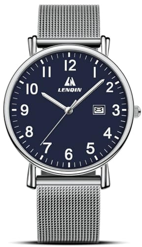 Herrenuhr Analog Quarz Uhren Edelstahl Wasserdichte Casual Armbanduhr