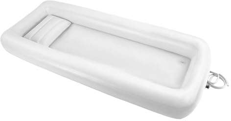 Vasca da bagno gonfiabile portatile pieghevole Beaudreaul per adulti in PVC con pompa ad aria elettrica lato letto doccia kit da bagno per anziani, donne incinte e pazienti
