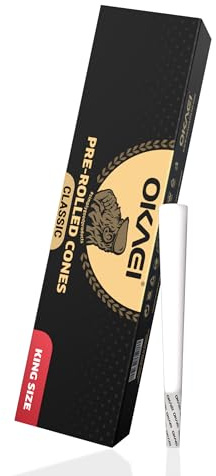OKAEI Classic King Size Cones 50 Stück - vorgedrehte weiße Rolling Paper Hülsen, ultradünn & langsam brennend, vegan