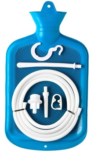 Enema Kit, 2L Enema Bag Kit with Silicone Hose, 5 Reusable Enema Tips, Flow Control Clamp, Hook, Leak-Proof Design for Home Colon Cleansing, Detox Douche Kit