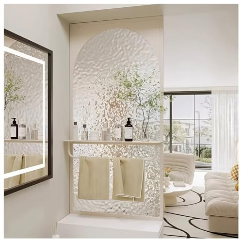 Pannello Divisorio Per Doccia Walk-in, Divisorio Per Ambienti Con Barra Portasciugamani, Schermo Traslucido Per La Privacy, Per Camera Da Letto, Bagno, WC(White-b,30x60 cm)