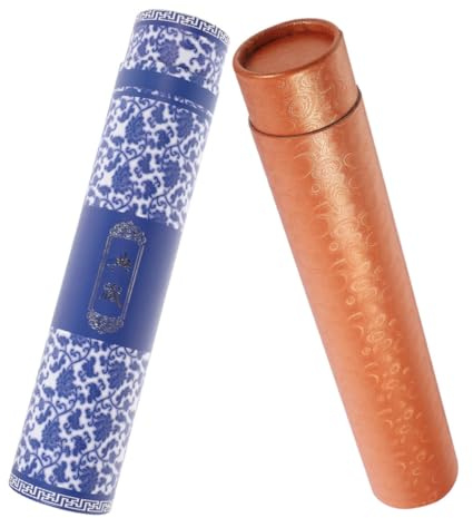 BELLIFFY Scatola Portaoggetti per Pezzi di Calligrafia 2 Pezzi Scatola a Scorrimento, Tubi per Poster in Broccato Resistente, Contenitore per Pittura e Conservazione Opere D’Arte