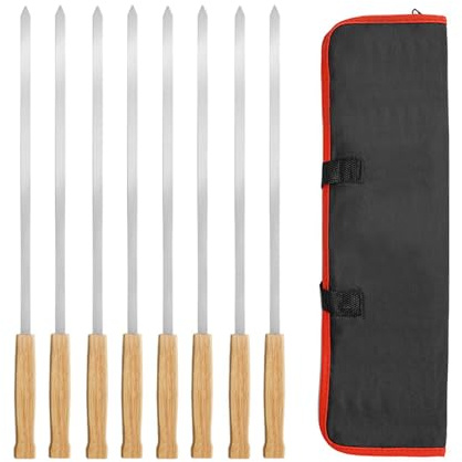 CLSSLVVBN Grilling Skewer For Meat Metal Skewers Grilling Kebab Skewers Designed To Prevent Food Rolling On Grill Flat Barbecue Stainless Steel Shish Kebob Sticks