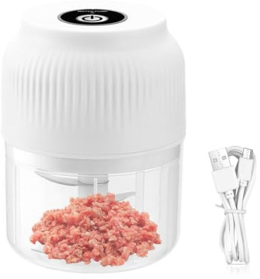 Vitlökshackare - 12x8cm elektrisk matfärs, ABS-köksprocessor i metall, USB-uppladdningsbar ingrediensskärare | Måltidsförberedelse, Grönsakstärning, Köttmalning, Såsframställning, Matlagningsförberede