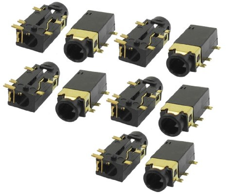 sourcing map 10 STK Kopfhörer Stereo Stecker PCB Plattenmontage Verbindung | 6-polig 3.5mm, DE DE