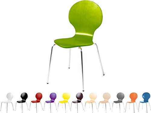 möbelando Stapelstuhl Bistrostuhl Stuhl Esszimmerstuhl Küchenstuhl Design Metall Holz stapelbar sehr belastbar Marcus (Grün)