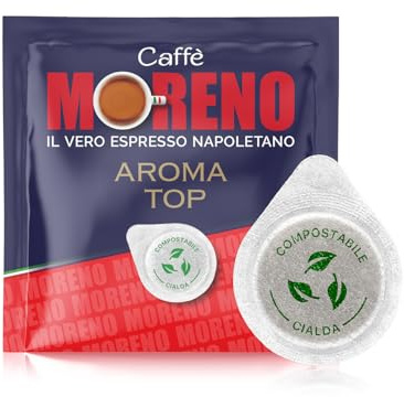 CAFFE' MORENO - 450 Cialde Caffe Compostabile, Compatibili Con Macchina Caffè Cialde Sistema ESE44mm, Aroma Distinto Con Dolcezza Inconfondibile, Cialda Da 7g, Miscela Aroma Top Espresso