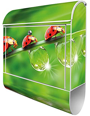 banjado Design Briefkasten mit Für Jeden Einen 38,5x46,5x13cm & 2 Schlüssel - Briefkasten Stahl weiß mit Zeitungsfach pulverbeschichtet - Postkasten A4 Einwurf inkl. Montagematerial