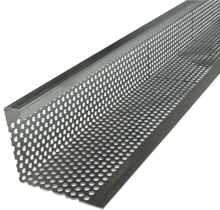 Fassadenprofile Kiesfangleiste Aluminium, 200cm, Stärke 1,5mm Silber, Kiesleiste, Lochblech Aluminium, Abschlussleiste für Terrasse und Balkon geeignet