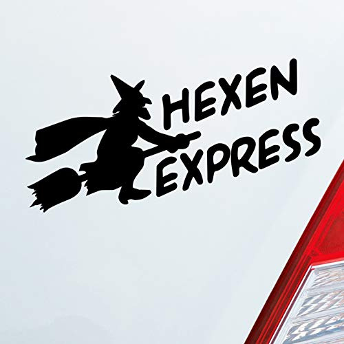 Hellweg Druckerei Hexen Express Witch Besen Magic Fun Auto Aufkleber Sticker Heckscheibenaufkleber