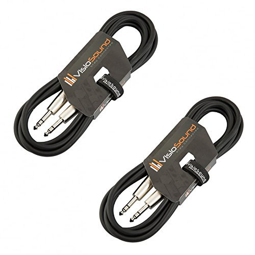 VisioSound 2 x 6.35mm 1/4 Stereo TRS Jack Lead/Balanced Signal Audio Patch Cable / 2 Pack 3m Black/Black