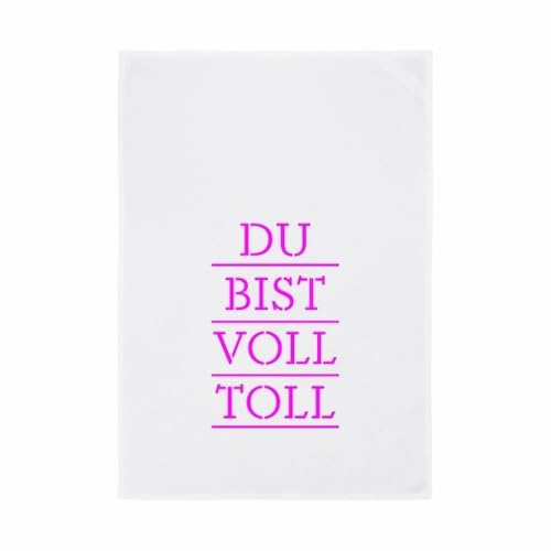 Geschirrtuch weiß, du bist voll toll in Pink