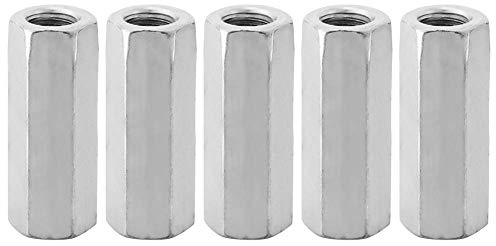 Hilitand 5pcs Long Rod Nut Hex Coupling Nuts Zinc Plated Carbon Steel Hexagonal Sleeve Nut Standoff M12 Threaded Fasteners (M12*50)