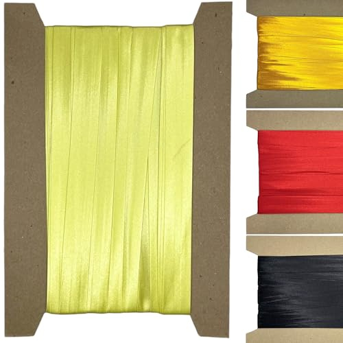 Roban Fashion 10m Satin Schrägband zum Nähen gefalzt 50mm breit Citrongelb