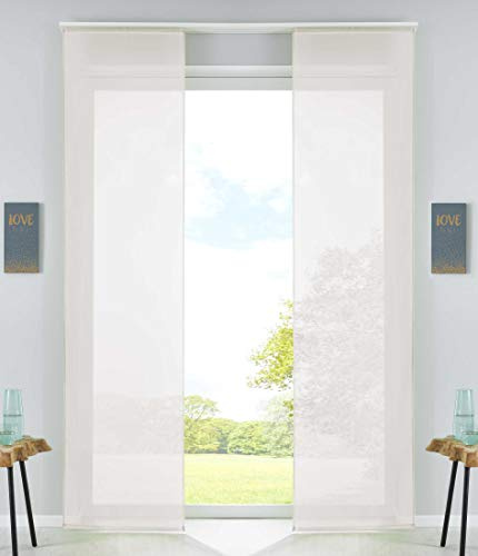 85589N2 Lot de 2 Rideaux coulissants avec Rail de lestage Crème 245 x 60 cm