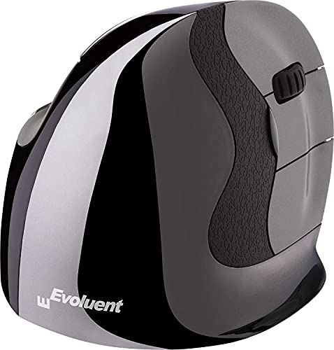 Evoluent VerticalMouse D Kabellose USB Maus für Rechtshänder, Größe M, VMDMW, Schwarz, Silber, Grau, Medium