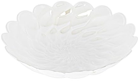 Albalù Svuotatasche Bomboniera in Vetro Petali Bianco Fatto a Mano 22 cm - Centrotavola Bomboniere Matrimonio Comunione Idea Regalo Made in Italy