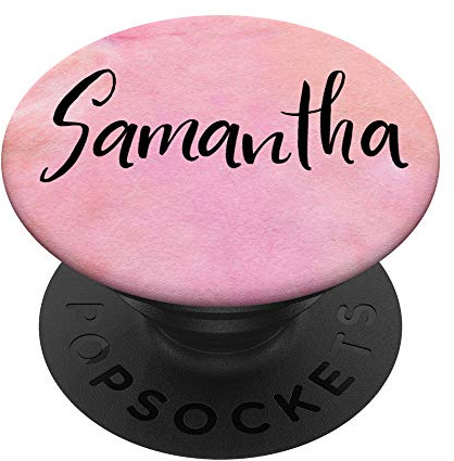 Samantha Name Schwarz Rosa für Mädchen & Frauen - Samantha - PopSockets Ausziehbarer Sockel und Griff für Smartphones und Tablets