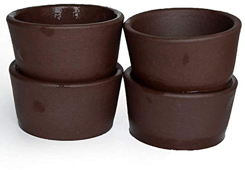 Yxhupot Teetassen, chinesischer Ton, Zini, Zisha-Tasse, Kung-Fu-Tee, Dunkelbraun, 4 Stück