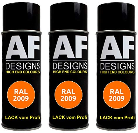 Alex Flittner Designs 3x RAL Lackspray Autolack Buntlack Spraydose RAL2009 VERKEHRSORANGE seidenmatt