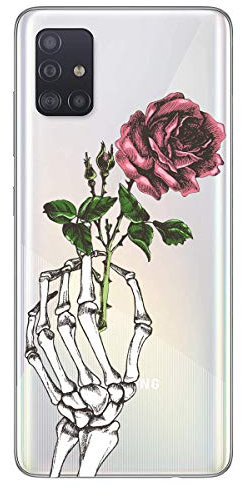 HopMore kompatibel mit Samsung Galaxy A71 Hülle Transparent Silikon mit Muster Schutzhülle Durchsichtig Crystal Handyhüllen Dünn Cover Silikonhülle Clear Soft Hülle für Samsung A71 Case Cover - Rose