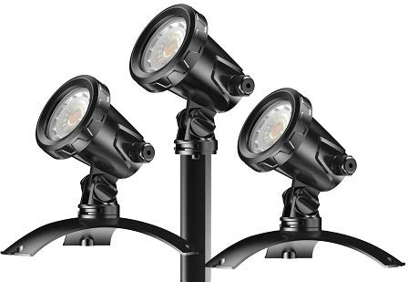 allpondsolutions Underwater Pond and Garden GPL-LED-3 LED Waterproof Lights with Adjustable Features and Multi-Functional Base- Set of 3