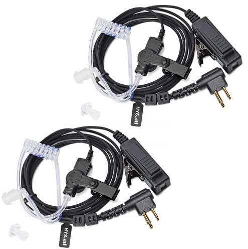 HYS Funkgerät Ohrhörer Kompatibel mit Motorola CP040 DP1400 CLS446 | 2 Stück, Schallschlauch Kopfhörer, Security Headset für CP140 CP180 CP200d DP1400e GP88S EP450 DEP450 Walkie Talkie