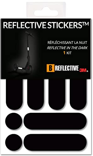 B REFLECTIVE 3M® E-RIDE STANDARD™, Kit di adesivi riflettenti approvati per 2 Scooter, Giroruote e altri dispositivi personali per la mobilità motorizzata, 3M Technology™, Nero