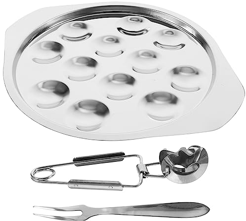 Cabilock 1 Satz Schneckenteller- 1 Schneckenteller 1 Küchenzange 1 Schneckengabel Edelstahl zum Kochen Und Servieren im Restaurant