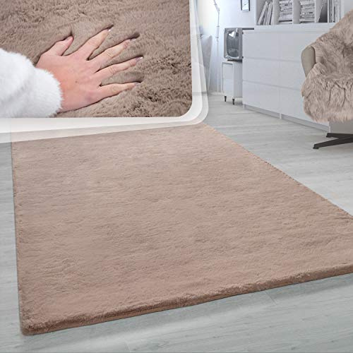 Paco Home Hochflor Teppich Wohnzimmer Super Softes Kaninchenfell Imitat Kunstfell Beige, Grösse:100x200 cm