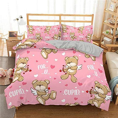 MXYHDZ Wende-Bettwäsche-Set, Mikrofaser, extra-kuschelig 220 x 240 cm Pink Mode Liebe Marionette Weiche Microfaser Wende Bettwäsche Bettdeckenbezug mit Reißverschluss und Kissenbezüge