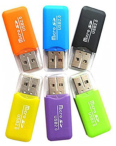 VizGiz 6 Pack Micro SD Card Reader SDXC TF USB 2.0 T-Flash MicroSD TransFlash Memory Card Reader Adapter Writer Mini Ice Cool for Android Phone Camera PDA MP3 MP4 PC Mac Tablet TV Box