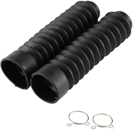 soufflet Motorrad Vorderradgabel Abdeckung, 2 Stück 205 x 42 mm Universal Kunststoff Motorrad Gabel Stoßdämpfende Staubschutzhülle (Schwarz) Ersatz Zubehörteil
