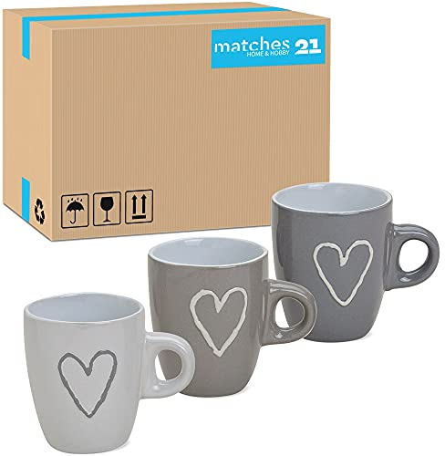 Matches21 Lot de 72 tasses à expresso Motif cœurs Blanc/beige/gris 7 cm 50 ml