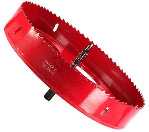 Utoolmart Bimetall Lochsäge, 200 mm professioneller Hochgeschwindigkeitsstahlbohrer, 25 mm Öffnungstiefe mit dreieckigem Griff mit 10 mm Durchmesser, für Schneidebrett, Metall, Kunststoff,