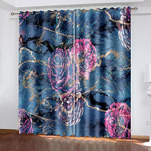 MTBDyyds Verdunkelungsvorhänge 3D Drucken 280X260Cm Bunt Pflanzen Blumen Verdunklungsvorhänge Kinderzimmer 2 Stück Vorhang Blickdicht Ösenschal Kindergardinen Junge Verdunklungsgardine