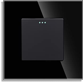 JIMEIDA Lichtschalter 1 Fach 1 Weg Glas Lichtschalter Schwarz Unterputz Taste Schalter Wandschalter Kristall Kippschalter 10 Amp,250 V