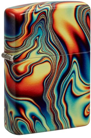 Zippo Sturmfeuerzeug - Colorful Swirl, 540° Glow-in-The-Dark - Nachfüllbar - Wiederverwendbar - Windfestes Design - Geschenkbox - Made in USA