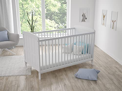 Love For Sleep Babybett Beistellbett 70x140cm mit Sicherheitsbarriere Umwandelbar Weiß Maddox Kinderbett Baby Bett Holz - Kinderbett Babybett, Mitwachsend Gitterbett Baby Bed