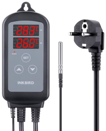 Inkbird ITC-2T Termostato Controllo Digitale,Termoregolatore Doppia Prese di Riscaldamento,Timer Ciclo Giorno-Notte,Funzione di Allarme,Regolatore di Temperatura per Terrarium,Serre,Rettili