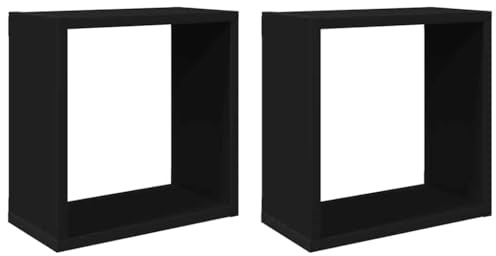 vidaXL 2X Würfelregal Wandregal Hängeregal Cube Lounge CD Regal Dekoregal Bücherregal Schweberegal Wandboard Regalwürfel Schwarz 30x15x30cm