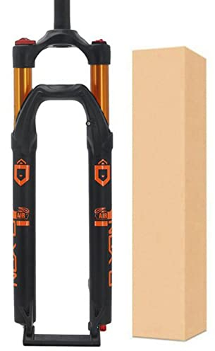 ZECHAO 120mm Federweg MTB Fahrrad Luft Vorderrad Gabel,Aluminiumlegierung Mountainbike Federgabeln 9 * 100mm Achse Mit Rebound-Einstellung Fahrrad Federgabel (Color : Black-Gold, Size : 29inch)