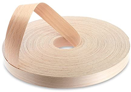 WoodPress® 40mm Beech Pre-Glued Real Wood Veneer Edging Tape 50m | Edge Banding Trade Roll, Hot-Melt Glue, Professional Wood Veneer Trim for Furniture Maker, Cabinet & Shelf Finishing, Iron-On