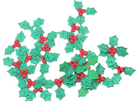 Cabilock 300 Pz Home decor decorazioni natalizie foglie di agrifoglio di natale foglie di bacche di agrifoglio decorazioni in oro appliques di natale foglia di agrifoglio festa