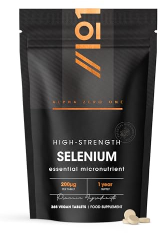 Selenium 200mcg - 365 Tablets – Yeast Free L-Selenomethionine Supplements – Natural Immune System & Thyroid - Resealable and Recyclable Pouch by Alpha01