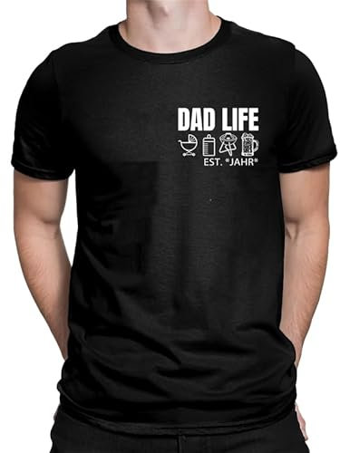 Dad Life Est. Personalisierbares T-Shirt - Vater Abenteuer Shirt - Geschenk für Neue Väter Herren Männer T-Shirt
